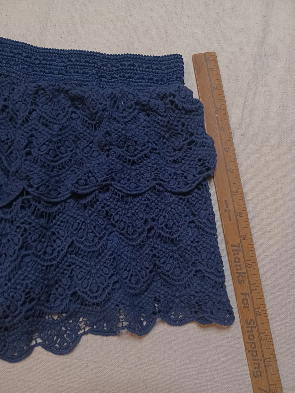 Justice Navy Crochet Layered Lace Shorts Girls Size 14/16